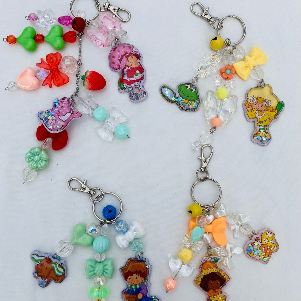 Strawberry shortcake and friend’s Colorful Purse Charm, Cup Charm or Keychain.